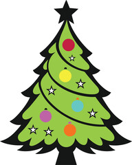 Fototapeta premium Decorated Christmas Tree Icon 