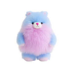 Soft and Fluffy Plush Bear Toy in Blue and Pink Color Scheme