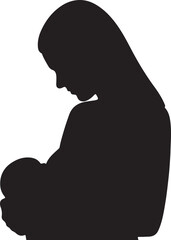 Breastfeeding mom in silhouette 