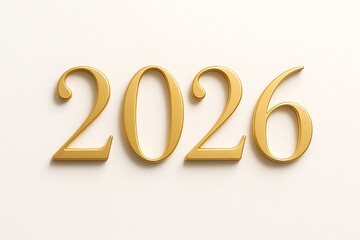 Golden 2026 Year Numbers on Clean White Background New Year Celebration and Future Planning Backdrop for Presentations and Digital Designs