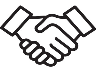 Stylish handshake agreement icon in bold elegant minimal line artistry