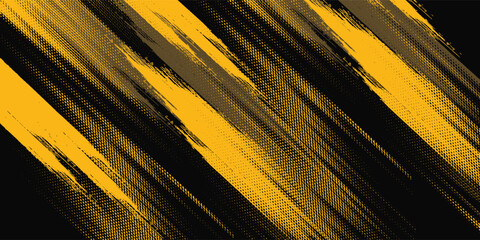 Halftone yellow dots pattern and black gradient grunge texture background. abstract eps 10