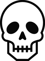 Simple black and white skull illustration with a minimalist design on a plain background graphic element