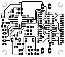 Tracing conductors of printed circuit board
of electronic device. Vector engineering 
drawing of pcb design. Electric background.
Computer technic cad design.