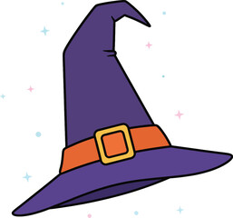 Cartoon witch hat halloween costume purple hat pointy hat orange belt halloween party decoration idea