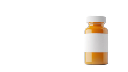 Amber pill bottle with blank label right copy space