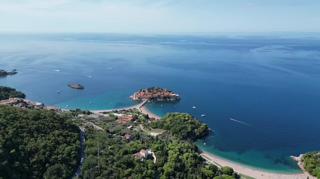 A view from Sveti Stefan Island in Montenegro