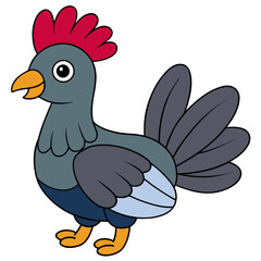 Cartoon illustration of a cute chicken walking