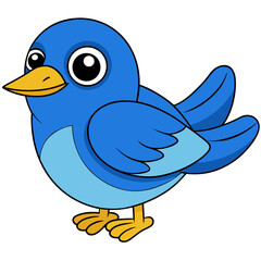 Cute cartoon bluebird character illustration against a white background