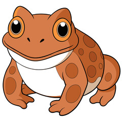Cartoon frog illustration in shades of orange and white