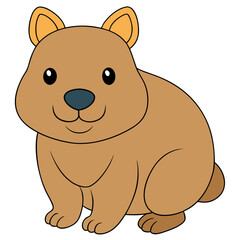 Cartoon illustration of a cute brown cartoon wombat sitting