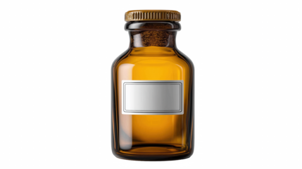 Amber glass medicine bottle with blank label
