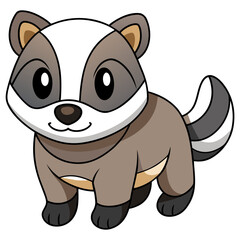 Cartoon badger isolated on white background standing upright position