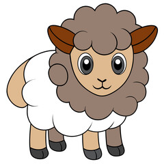 Cartoon sheep stands isolated on a white background
