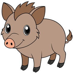 Cartoon wild boar isolated on white background illustration