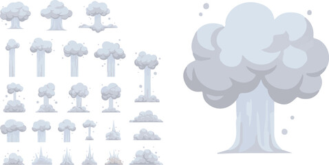 smoke illustration set for special effects anime tree