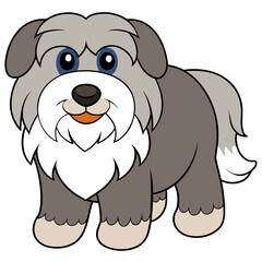 Cute cartoon dog illustration with fluffy fur details