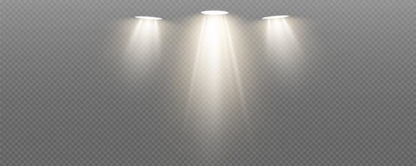 Spotlight, vector light set png, walls, studio light, different colors and shades of realistic light for design, advertising, banner, poster. Light rays and light effect	
