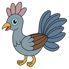 Cartoon style illustration of a blue and brown bird