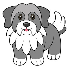 Cute cartoon dog illustration standing on white background
