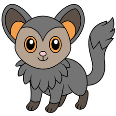 Cute cartoon bush baby illustration with detailed outline artwork