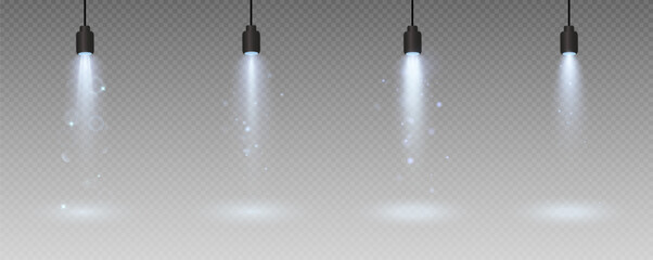 	
Spotlight, vector light set png, walls, studio light, different colors and shades of realistic light for design, advertising, banner, poster. Light rays and light effect	
