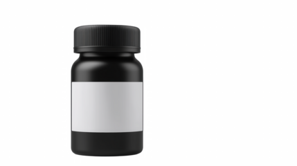 Black bottle with white label right copy space