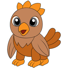 Cartoon Bird Character Illustration with a Brown and Orange Theme