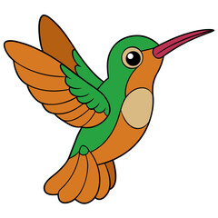 Colorful cartoon hummingbird illustration on a white background image