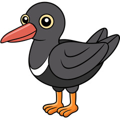 Cartoon bird illustration with orange beak and feet