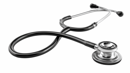Black stethoscope on white background