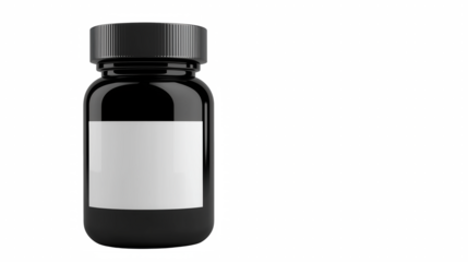 Black vitamin jar mockup with right copy space