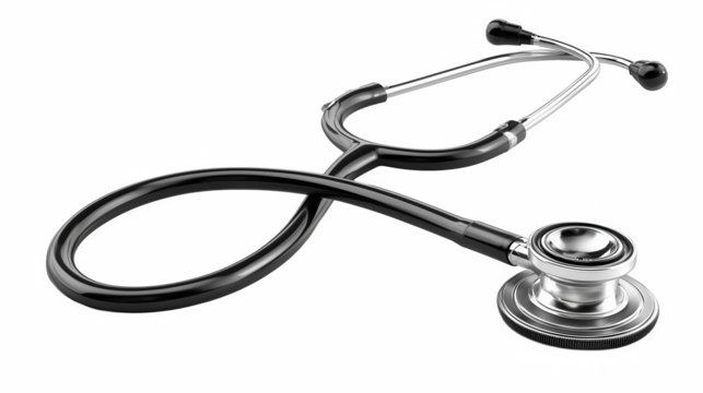 Black stethoscope on white background