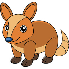 Cute cartoon armadillo character standing isolated on white background