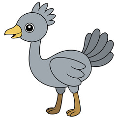 Cartoon grey bird with tan beak and legs illustration