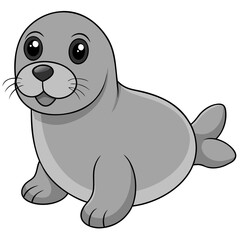 Adorable cartoon seal illustration on a white background