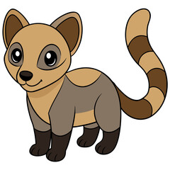 Cartoon striped tail lemur friendly illustration on white background