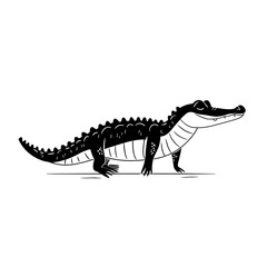 Obraz premium American Alligator. American Alligator simple black and white line art vector logo
