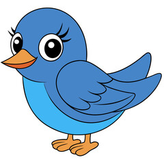 Cute cartoon bluebird character illustration on a white background