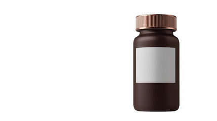 Fototapeta premium Brown Supplement Bottle with Blank Label Right Copy Space