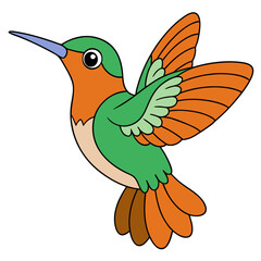 Colorful hummingbird illustration with black outline and white background
