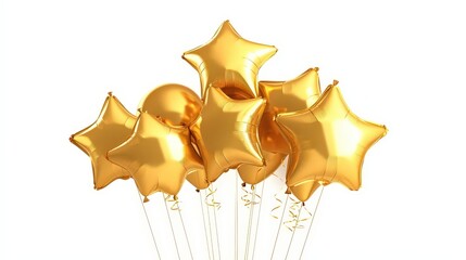 A bunch of glittery gold star shaped balloons, perfect for holidays and special occasions.