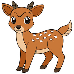 Cute cartoon fawn standing on a white background vector