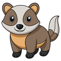 Cute Cartoon Raccoon Character Standing and Smiling Happily