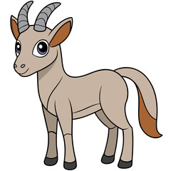 Cartoon antelope vector illustration in flat design style