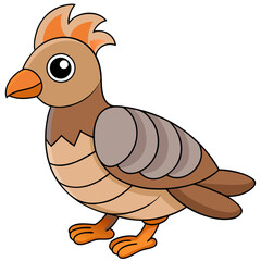 Cartoon quail bird illustration with friendly expression and posture