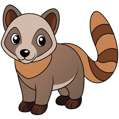 Cute cartoon raccoon with a striped tail illustration