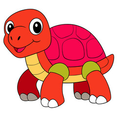Cute cartoon turtle character walking with a happy expression