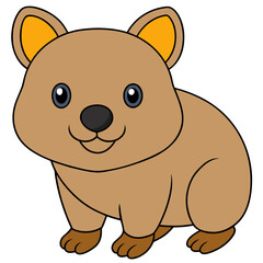 Cute cartoon quokka illustration isolated on white background