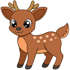 Cute cartoon deer illustration with spots on its back